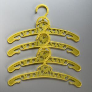 4 Vintage Baby World USA Plastic Yellow Clothes Hangers - Bambi & Forest Friends